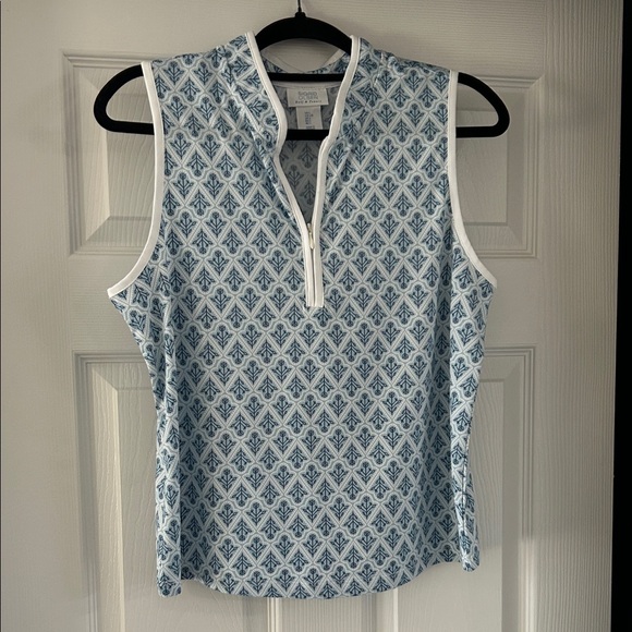 Sigrid Olsen Tops - Sigrid Olsen Blue and White Sleeveless Blouse